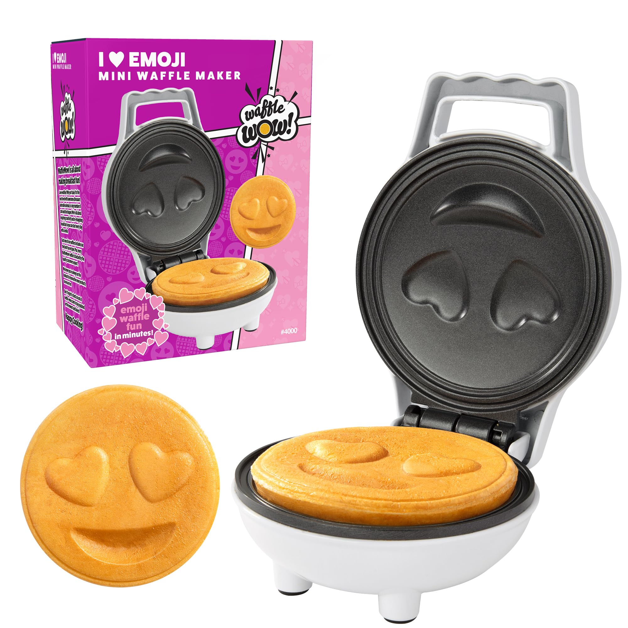 Amazon.com: Heart Eyes Emoji Mini Waffle Maker, Personal-Sized 4